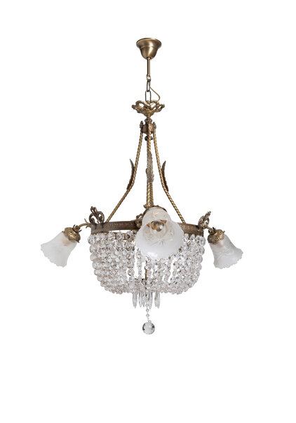 Antique Chandelier, Brass Pocket Chandelier