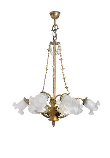 Brocante Hanglamp met Roosjes, Jaren 30