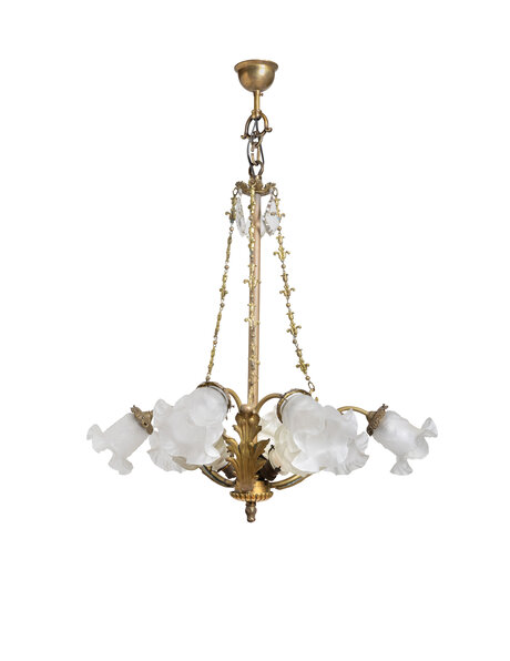 Beautiful hanging lamp, frosted glass roses