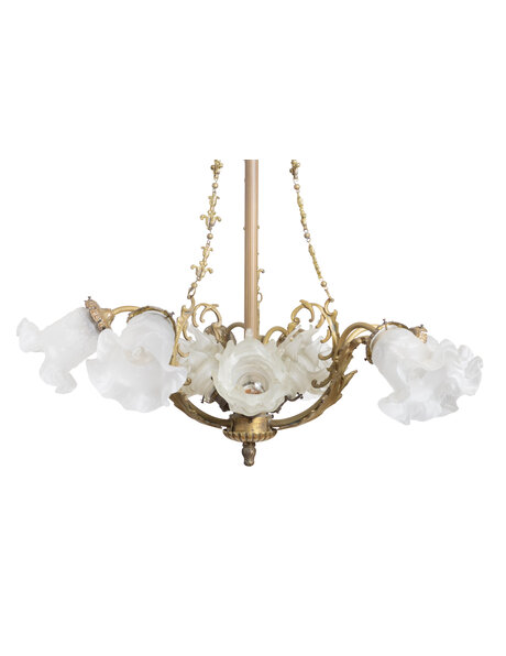 Beautiful hanging lamp, frosted glass roses