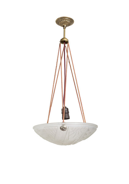 Antique French Hanging Lamp on Ropes: Noverdy