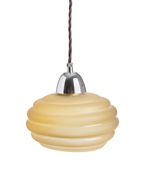 Vintage hanglampje, jaren 40, okerkleurig glas