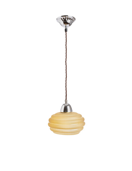 Vintage hanglampje, jaren 40, okerkleurig glas