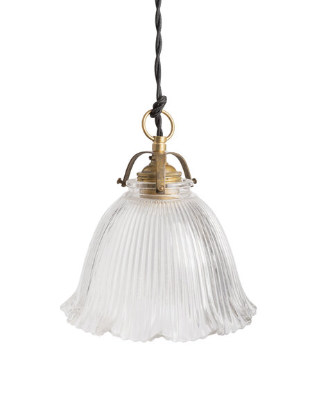 Ionisch glazen hanglamp, jaren 40, industrieel