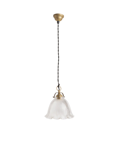 Ionisch glazen hanglamp, jaren 40, industrieel