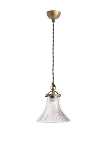 Kleine Industriële Hanglamp, Glas met Ribbels