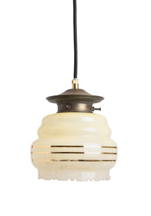 Yellow Glass Pendant Lamp with Gold Rings