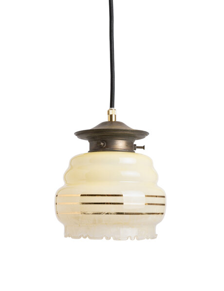 Small hanging lamp, yellow glass with decorative edge