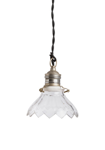 Clear Glass Hanging Lamp, Small, 1940s