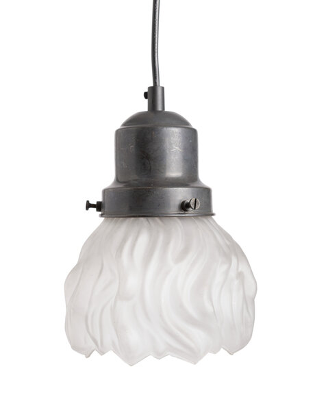 Small pendant lamp, frosted glass, flame-like