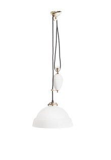White Pendant Lamp with Porcelain Pendulum, 1930s