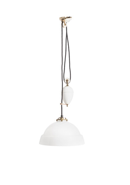 White Pendant Lamp with Porcelain Pendulum, 1930s