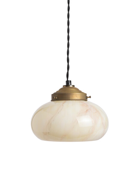 Oud hanglampje, gemarmerd glazen kapje