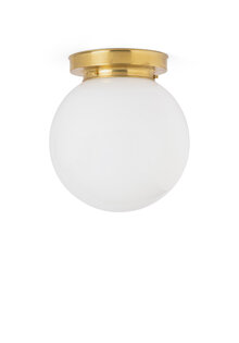 Witte Plafondlamp, Messing Houder