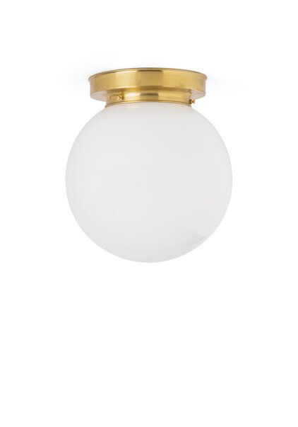 Witte Plafondlamp, Messing Houder