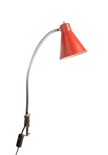 Vintage Desk Lamp, Clamp Lamp, Red