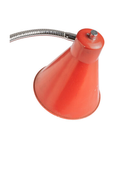 Industrial desk lamp, clamp lamp, red shade