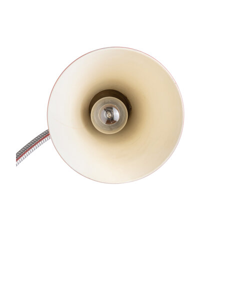 Bureaulamp industrieel, klemlamp, rode kap