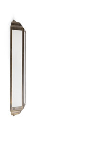 Art Deco Wandlamp, Melkwit Glas in Bruin Messing Frame