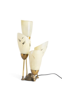 Brass Table Lamp with Bunch of Glass Shades, 1950s