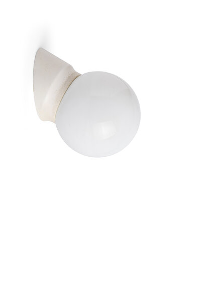 Vintage Wandlamp, Wit Glazen Bolletje