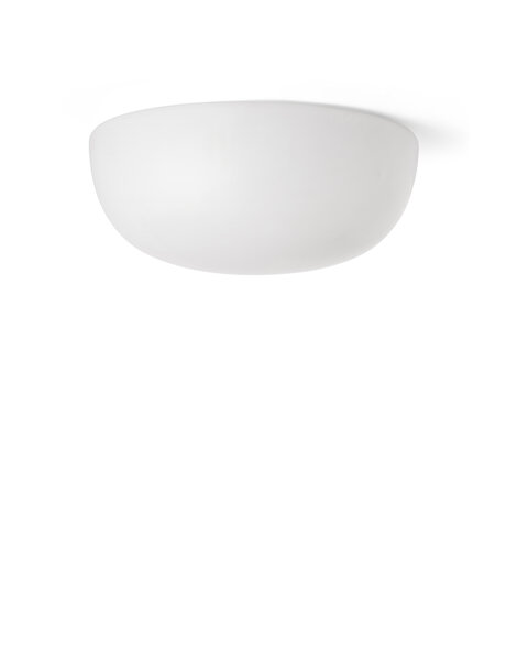 Jaren 50 plafonniere, plat model, wit glas