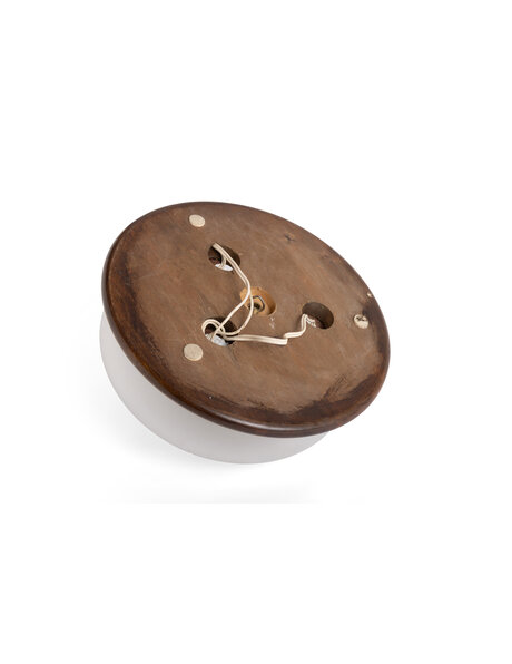Oude plafondlamp, geslepen glas met hout