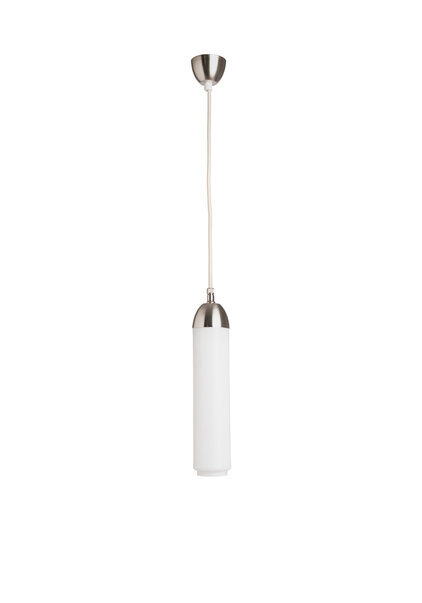 Vintage Pendant Lamp, White Glass Cylinder