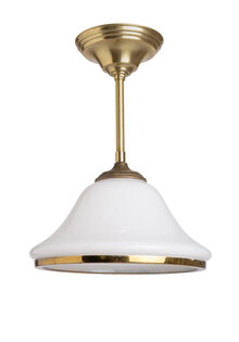 Pendant Lamp, White Glass Chalice on Pendant, 1950s