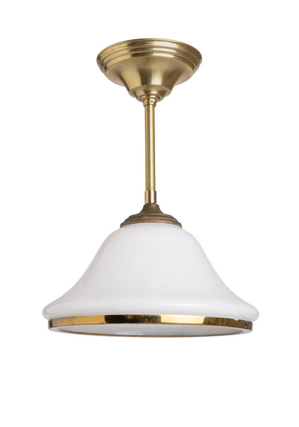 Pendant Lamp, White Glass Chalice on Pendant, 1950s