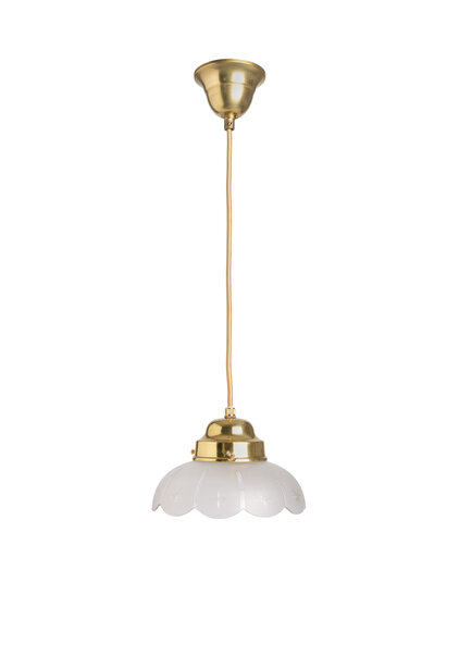 Mooi Hanglampje, Glazen Bloem aan Messing