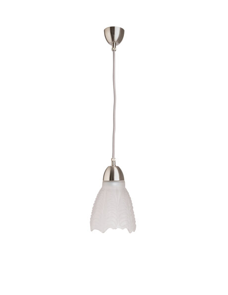 Kleine matglazen hanglamp, art deco schelp
