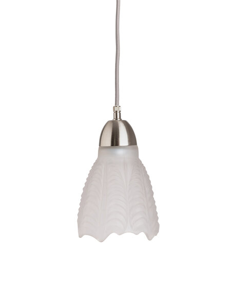 Small frosted glass pendant lamp, art deco shell
