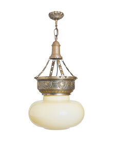 Classic Pendant Lamp, Yellow Glass, 1940s