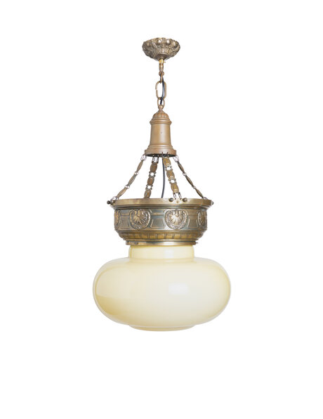 Beautiful classic hanging lamp, yellow glass