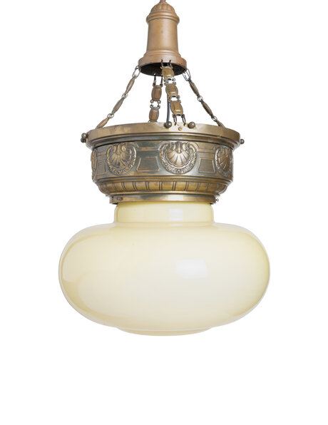 Beautiful classic hanging lamp, yellow glass