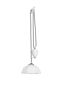White Pendant Lamp with Porcelain Weight