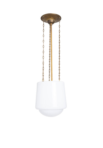 Wit Glazen Kap aan Ketting, Design Hanglamp