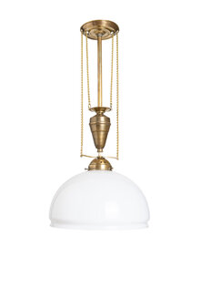 Industrial Pendant Lamp, Brass Pull Pendant, 1940s