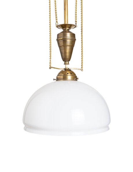 Old hanging lamp, brass pull cord