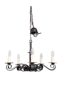 Zwarte Smeedijzeren Kroonluchter, 5 Armen