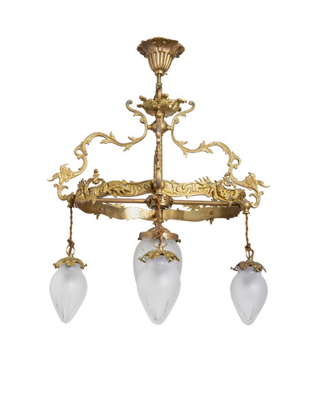 Brocante hanglamp, sierlijk, jaren 30