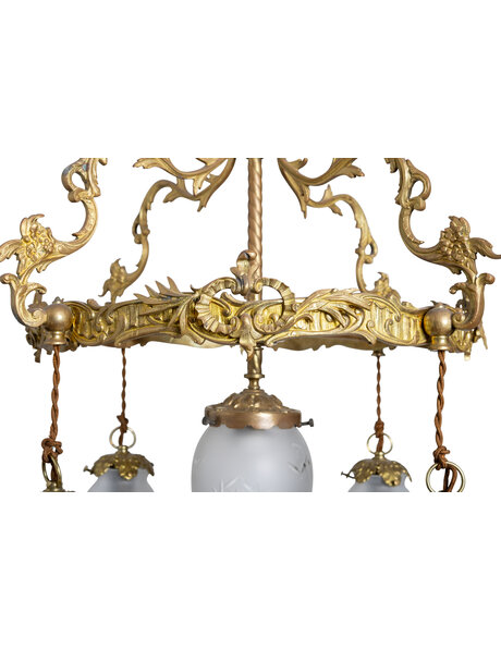 Brocante hanglamp, sierlijk, jaren 30