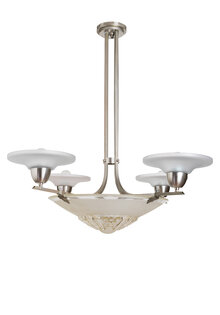 Art-Deco Hanging Lamp, Matt Glass Shades, 1930s