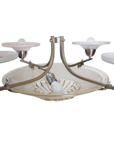 Art deco hanging lamp, chrome with matt glass, ca. 1930