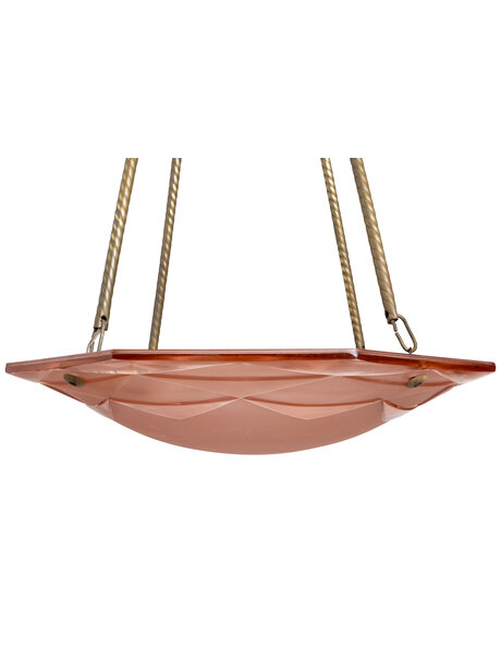 Art Deco hanglamp, roze glas