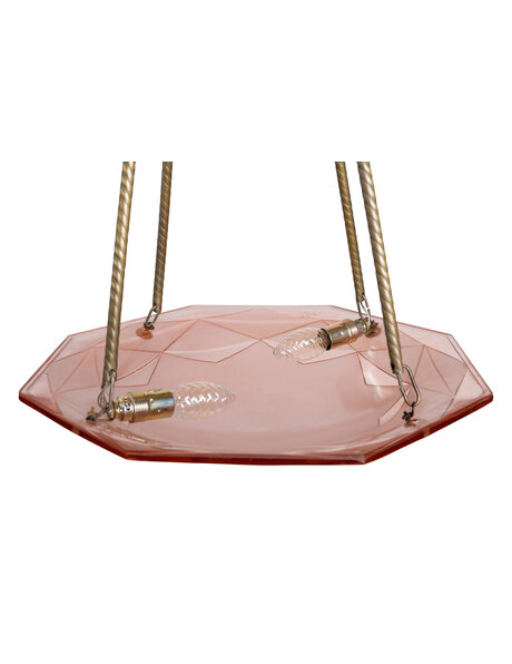 Art Deco hanglamp, roze glas