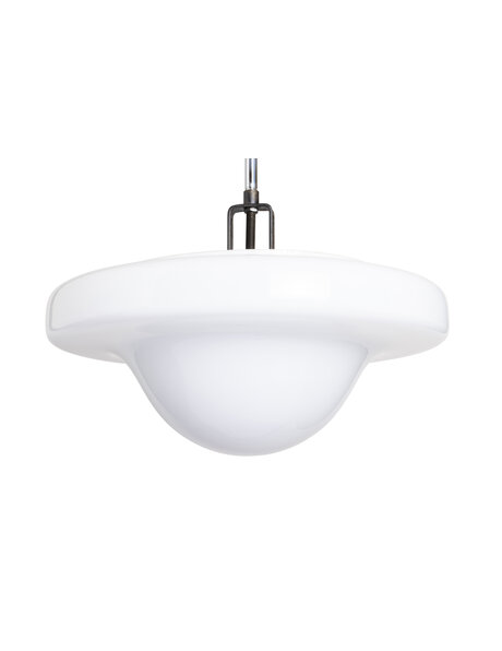 White glass pendant lamp, short pendant