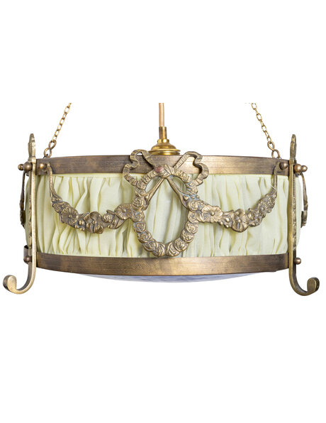 Brocante hanglamp, blauw glas