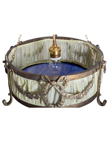 Brocante hanging lamp, blue glass